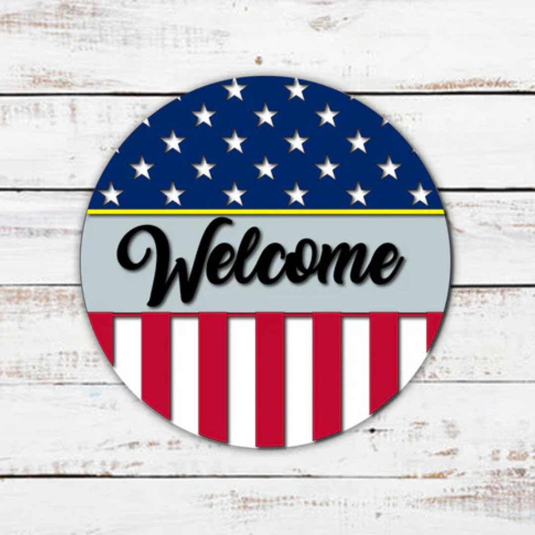 "American Flag Welcome" Door Hanger