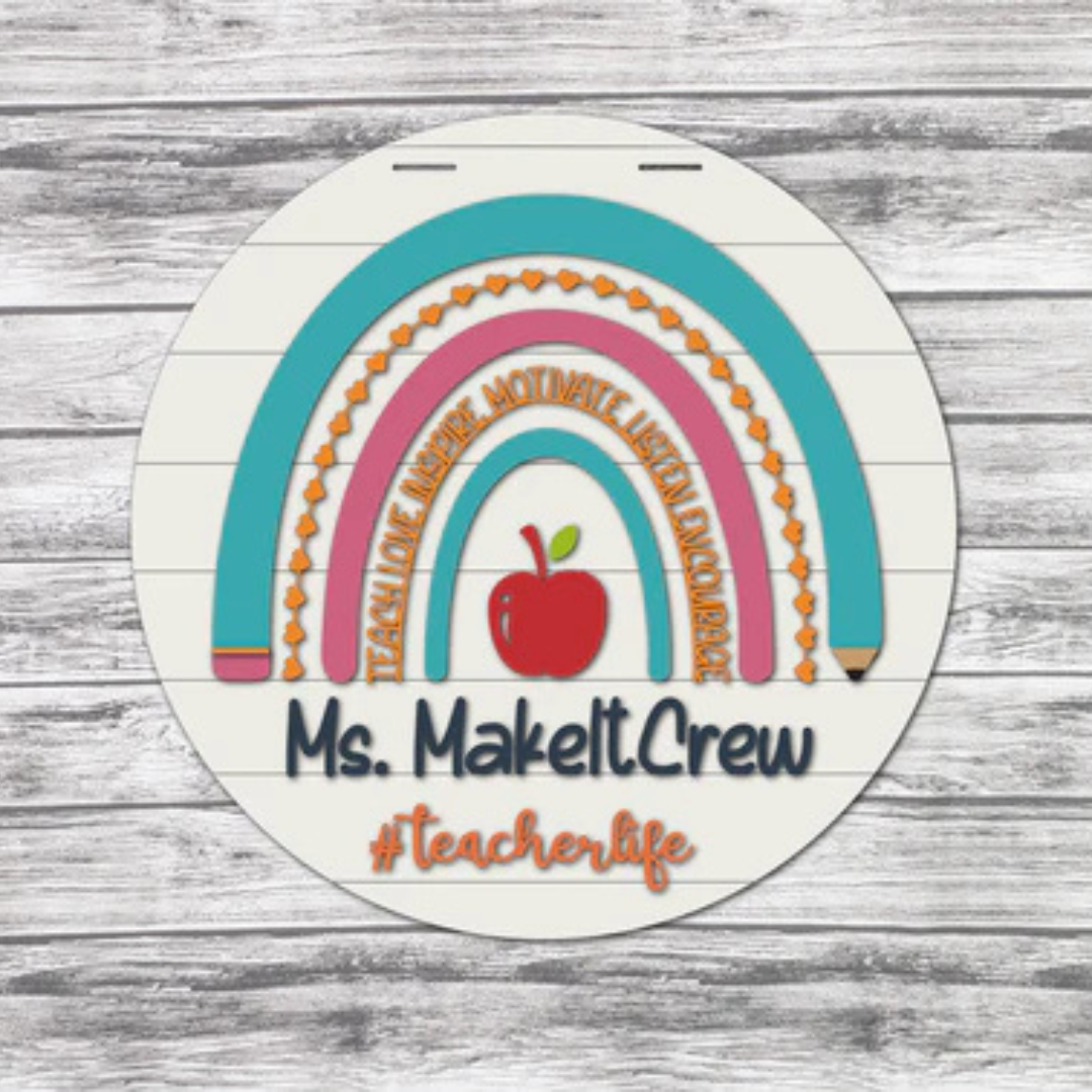 "Personalized Teacher Classroom Rainbow" Door Hanger