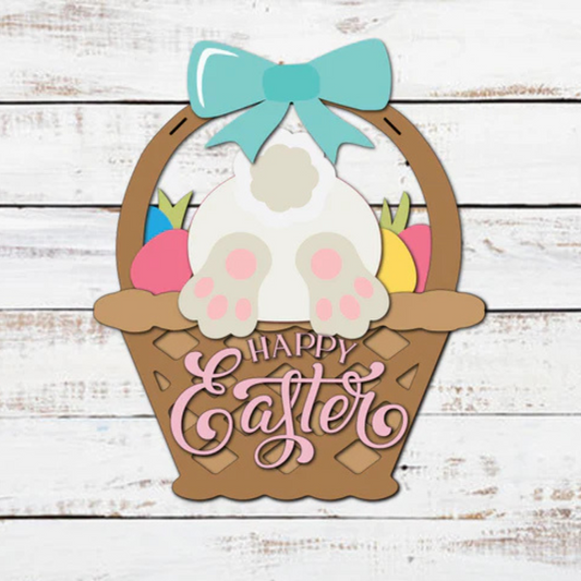 "Hello Easter Bunny Butt Basket" Door Hanger