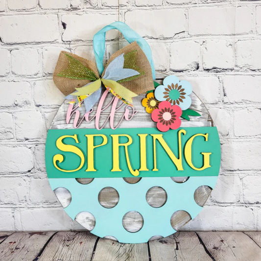"Hello Spring Polka Dots" Door Hanger