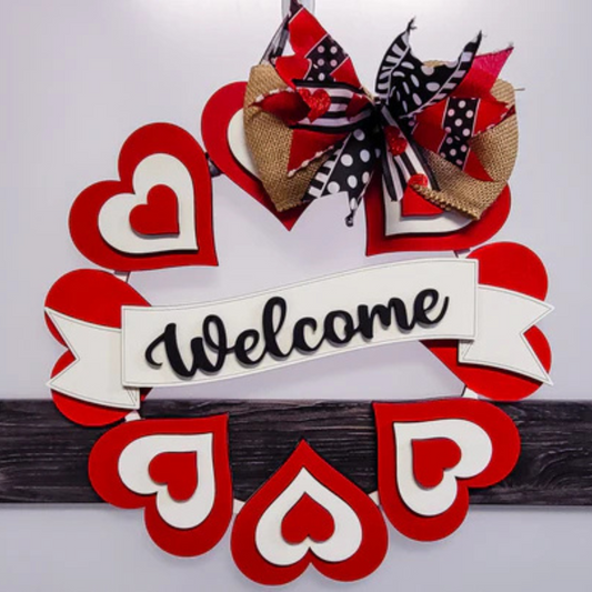 "Welcome Heart Wreath" Door Hanger