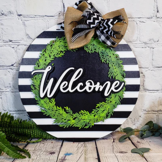 "Welcome Black stripes" Door Hanger