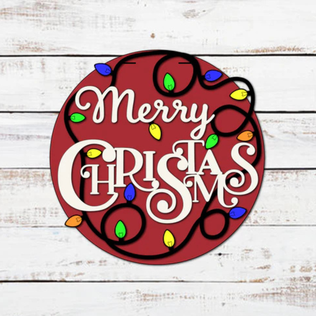 "Merry Christmas Lights" Door Hanger
