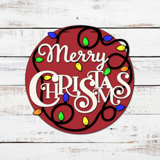 "Merry Christmas Lights" Door Hanger