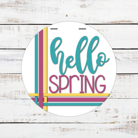 "hello Spring with Stripes" Door Hanger
