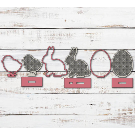 "Rattan Easter Chick Bunny Egg" Wall Hangers