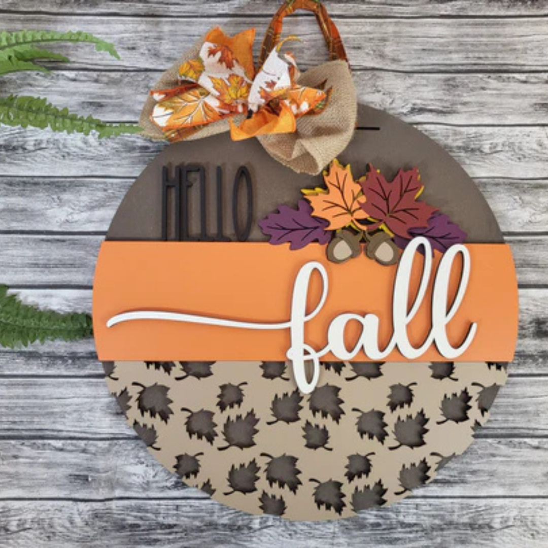 "Hello Fall Leaves" Door Hanger