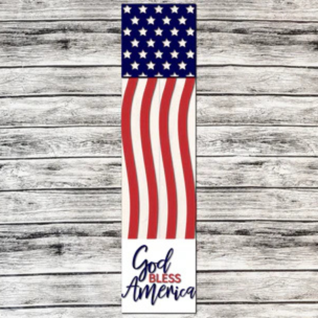 Flag God Bless America Porch Sign