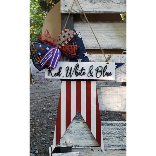 "3D American Flag Star" Door Hanger