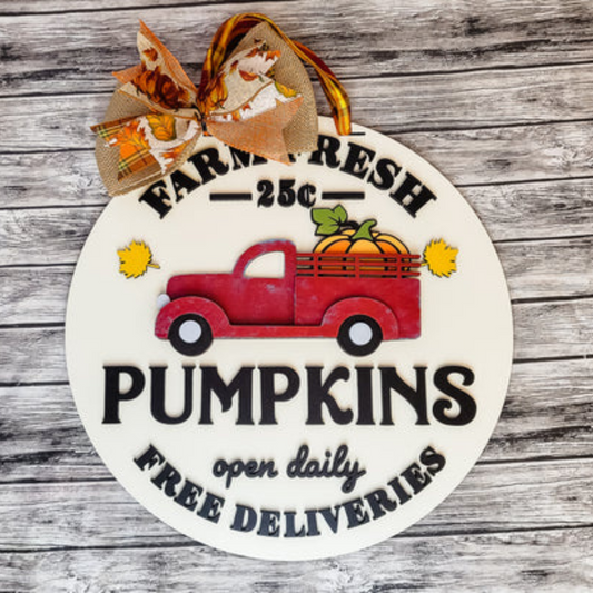 "Farm Fresh Pumpkins" Door Hanger